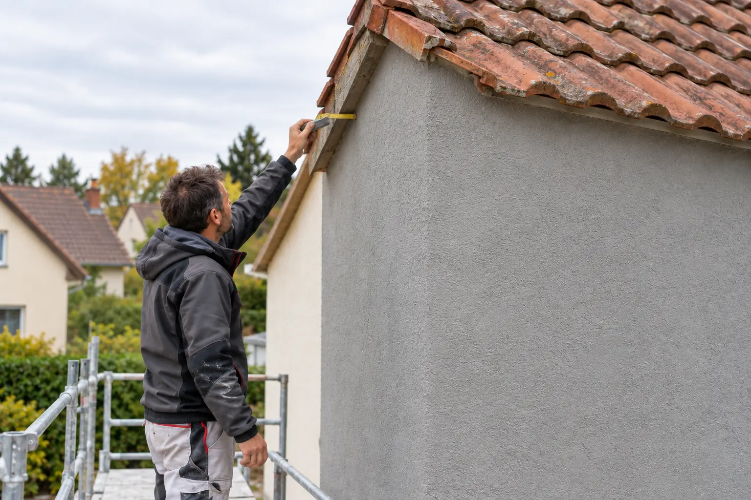 Isolation extérieure sous un débord de toiture devenu insuffisant