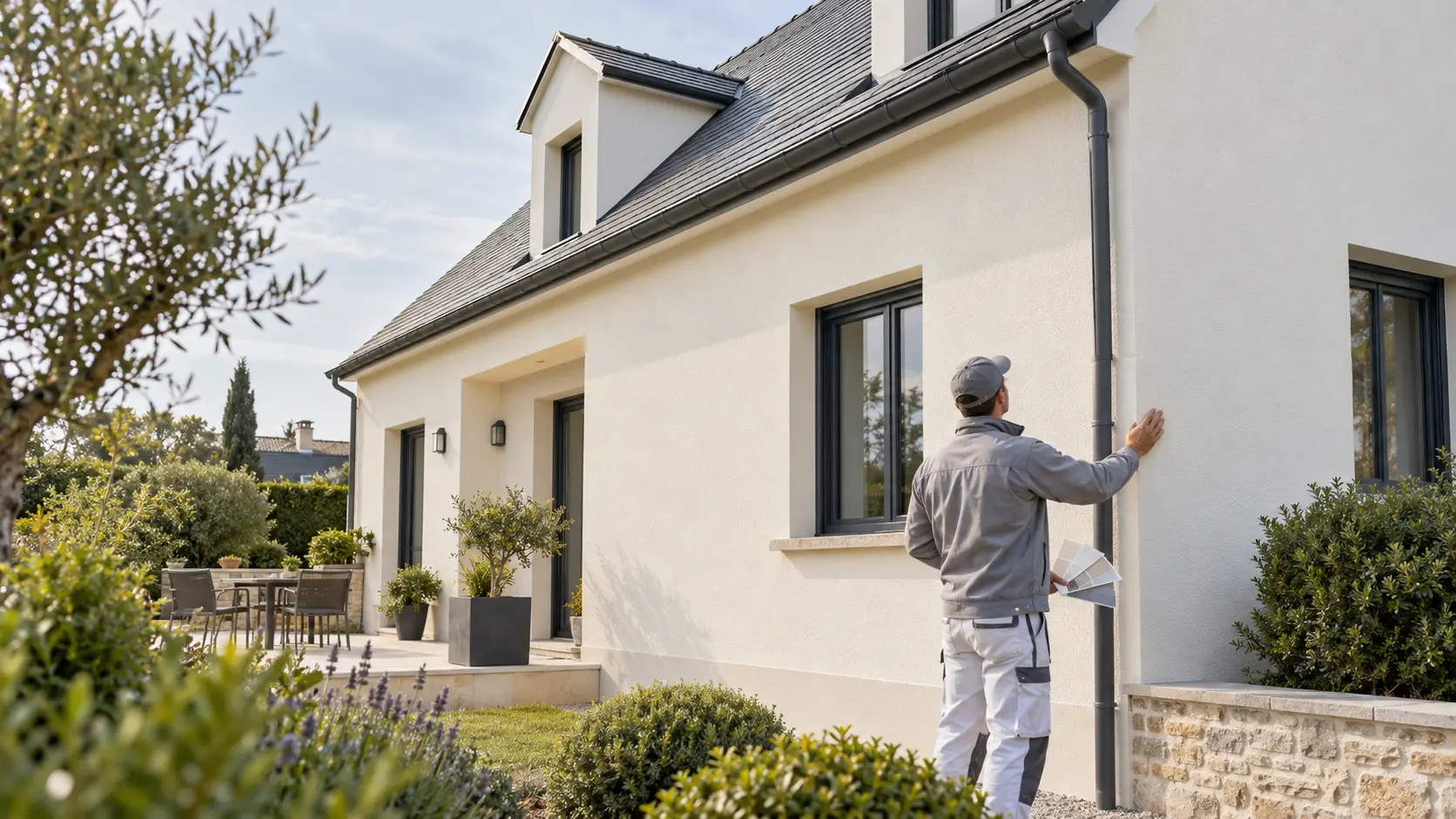 Maison rénovée avec une peinture extérieure de façade adaptée
