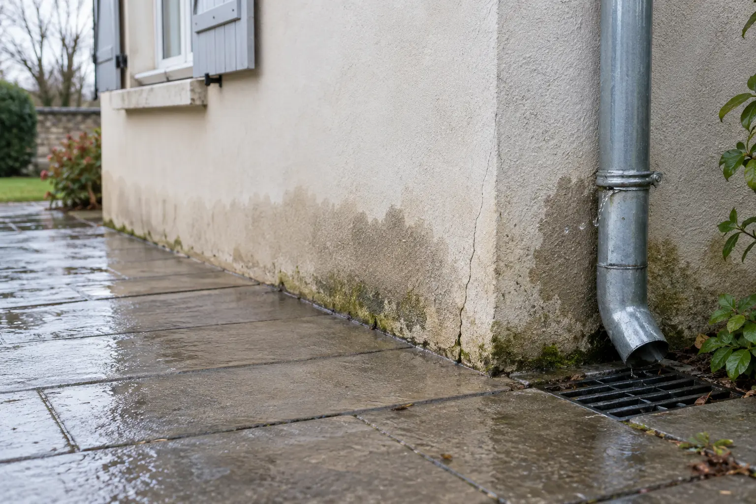 Différentes causes possibles d’humidité au pied d’un mur extérieur